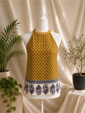 About A Girl Mustard Halter  Top